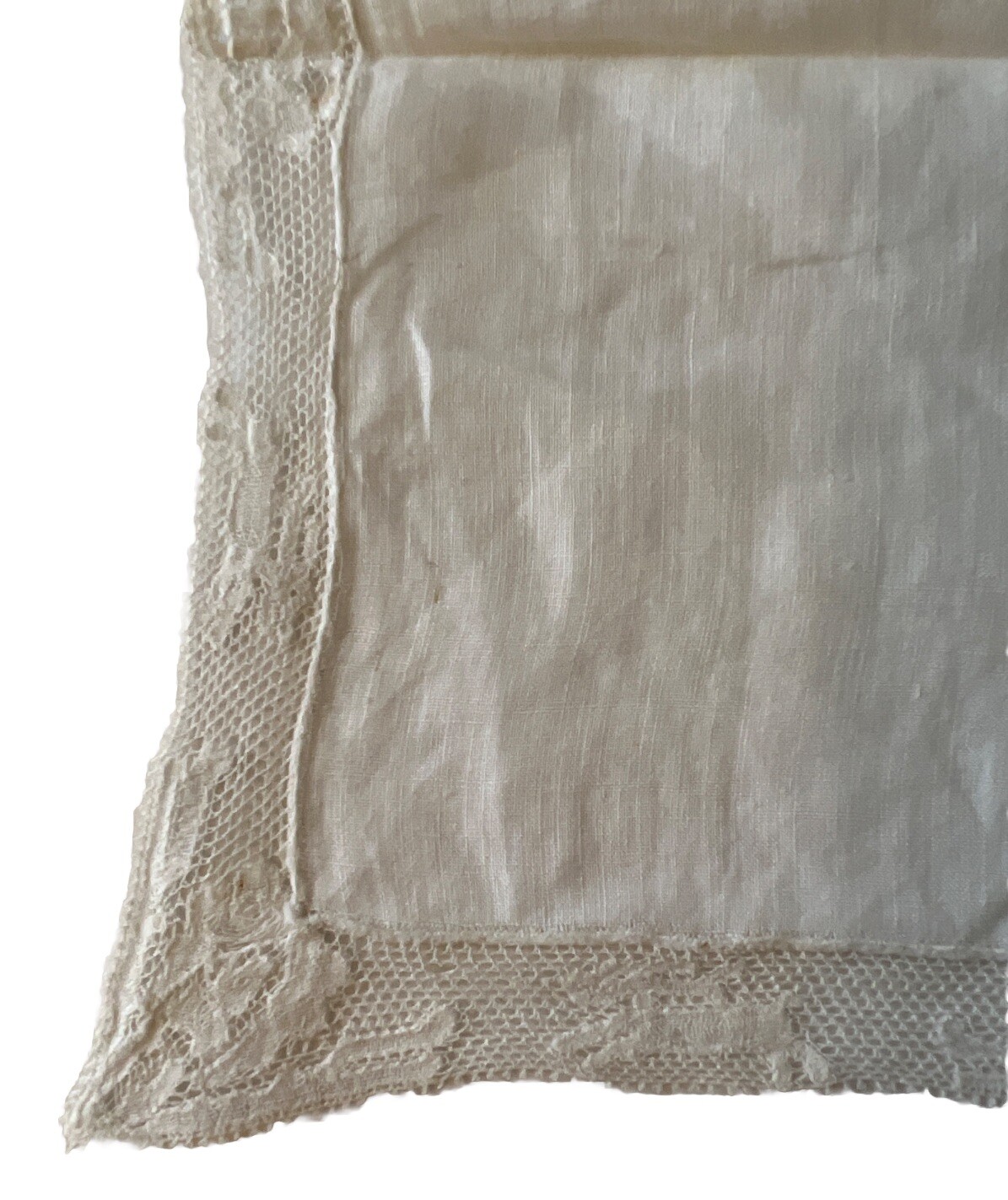 Antique Dog Design Hand Made Fine Linen & Lace Handkerchief 9 Inch Unique
