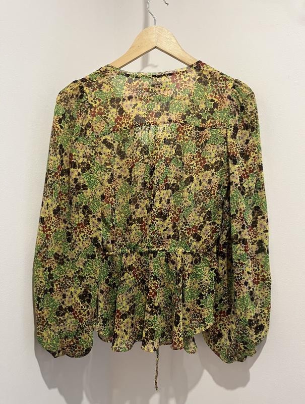 Ted Baker London Green & Yellow Printed Blouse Top UK 8 / EU 36 / US 4