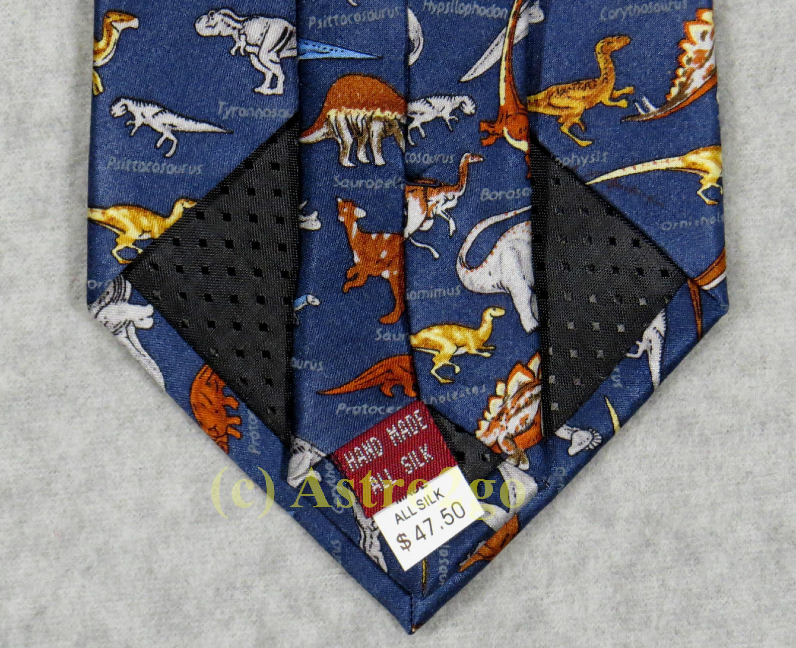 DINOSAURS W/ NAMES T REX JURASSIC PALEONTOLOGY Museum Artifacts Silk Necktie NEW