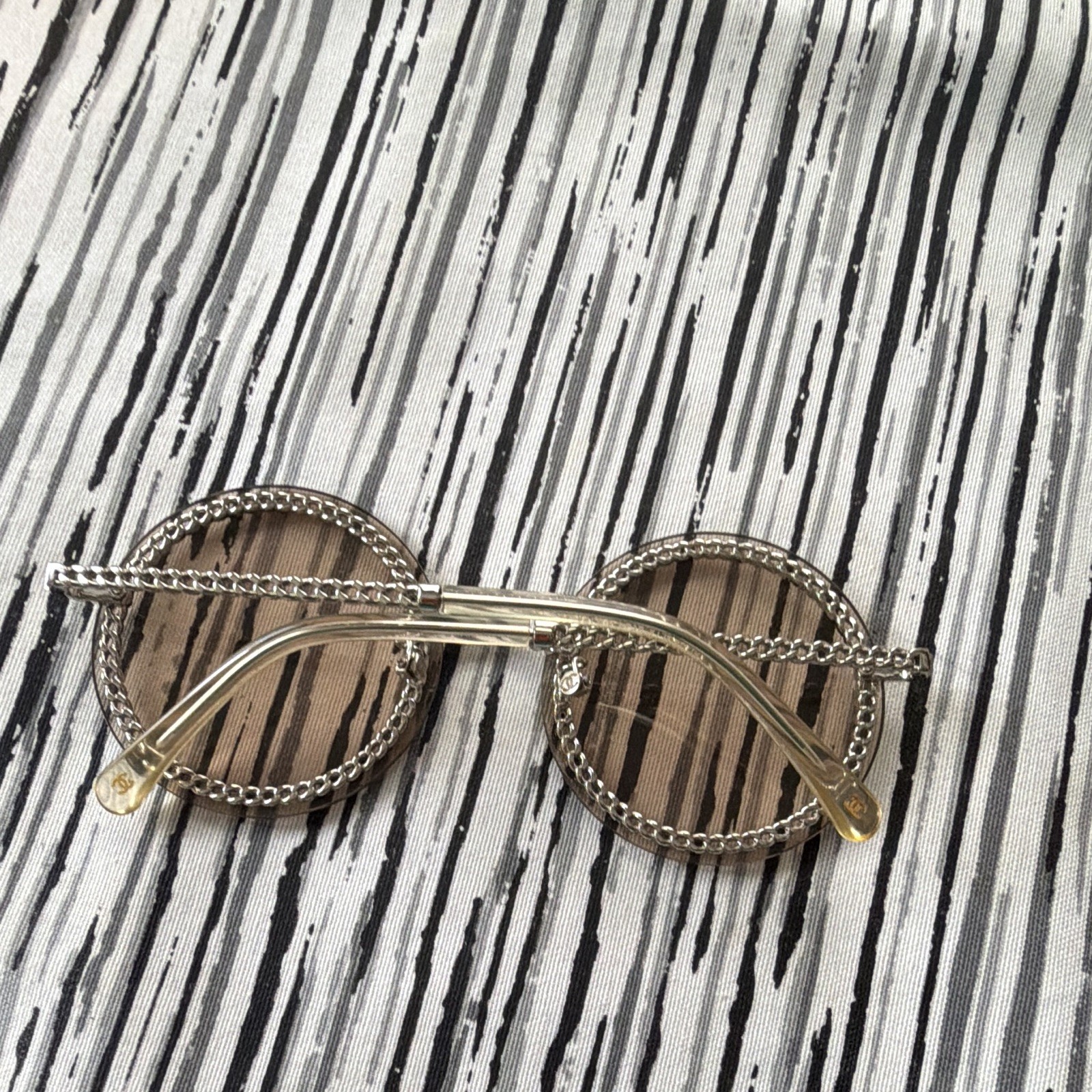 CHANEL Bohemian 30 Oversized Round Sunglasses Gold Metal Frame Brown Tint