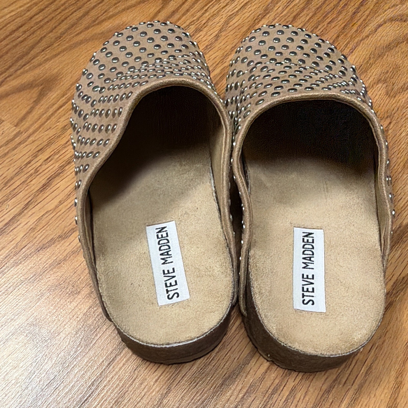 Steve Madden Vega Studded Slip-On Clog Mules Beige Women’s US 7
