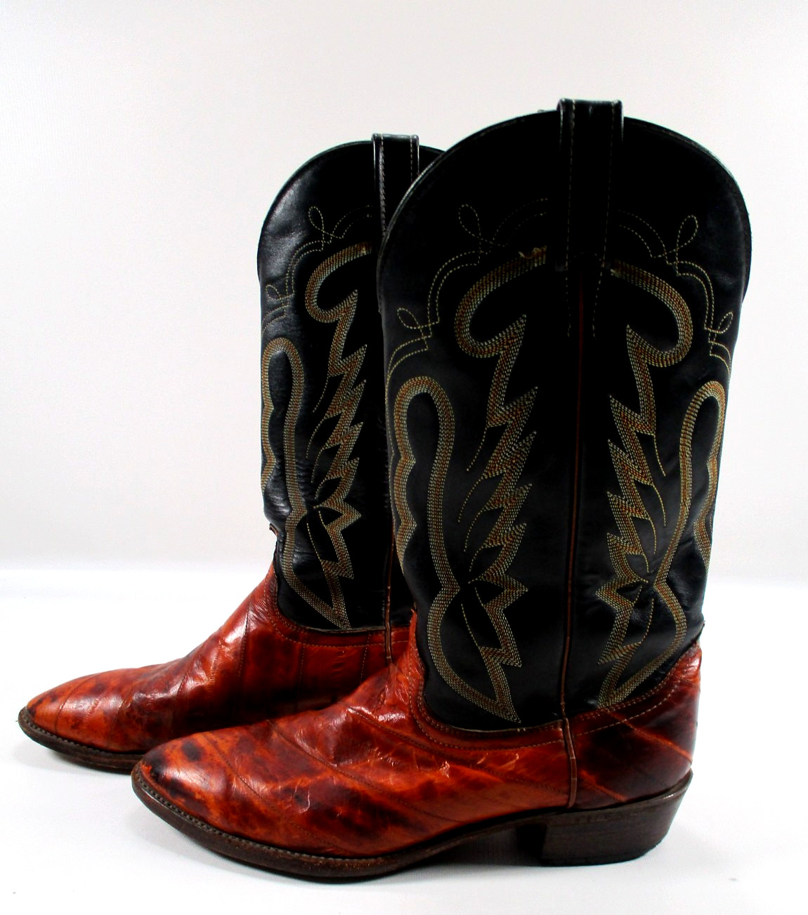 Vtg J. Chisholm Rare EXOTIC Leather Pattern Men’s Western Boots Sz 10 EE USA