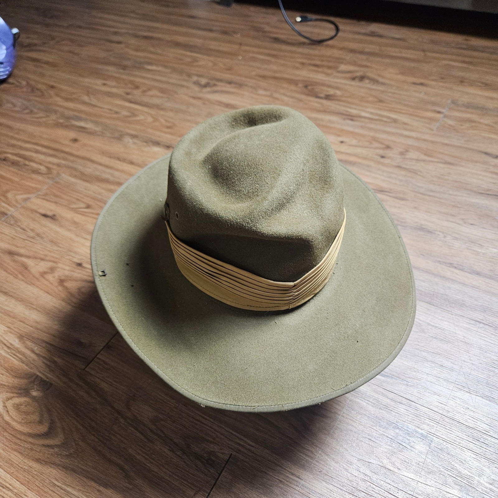 Akubra Australian Army Slouch Hat Military Pure Fur Felt 6 5/8 Puggaree Band