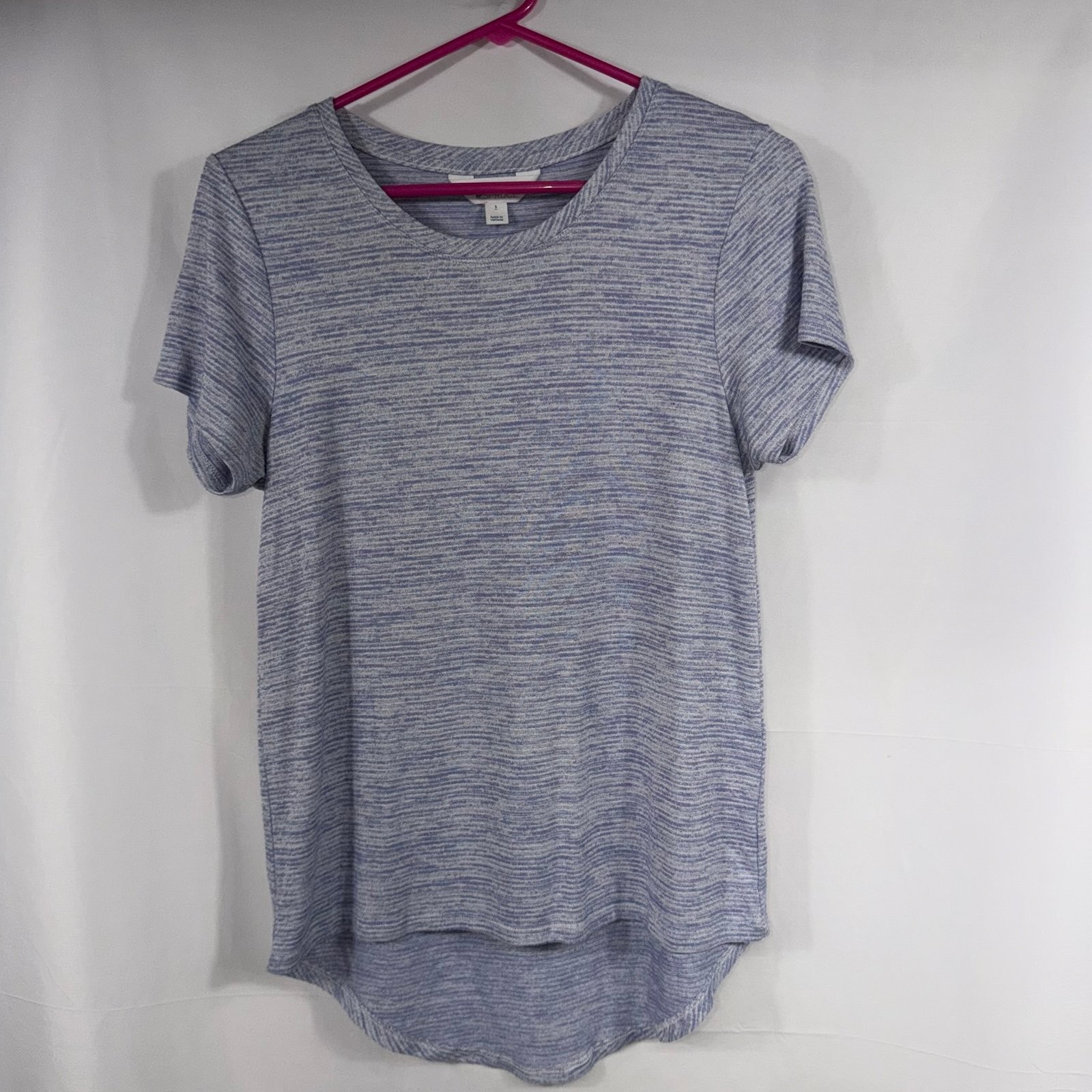 Market & Spruce Blue Space Dye High Low Short Sleeve Top Women’s Small