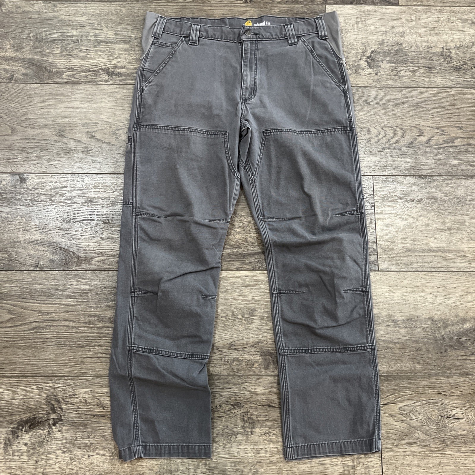 Carhartt Pants Men’s Size 34×32 Gray Canvas Double Knee Relaxed Fit 102802-029