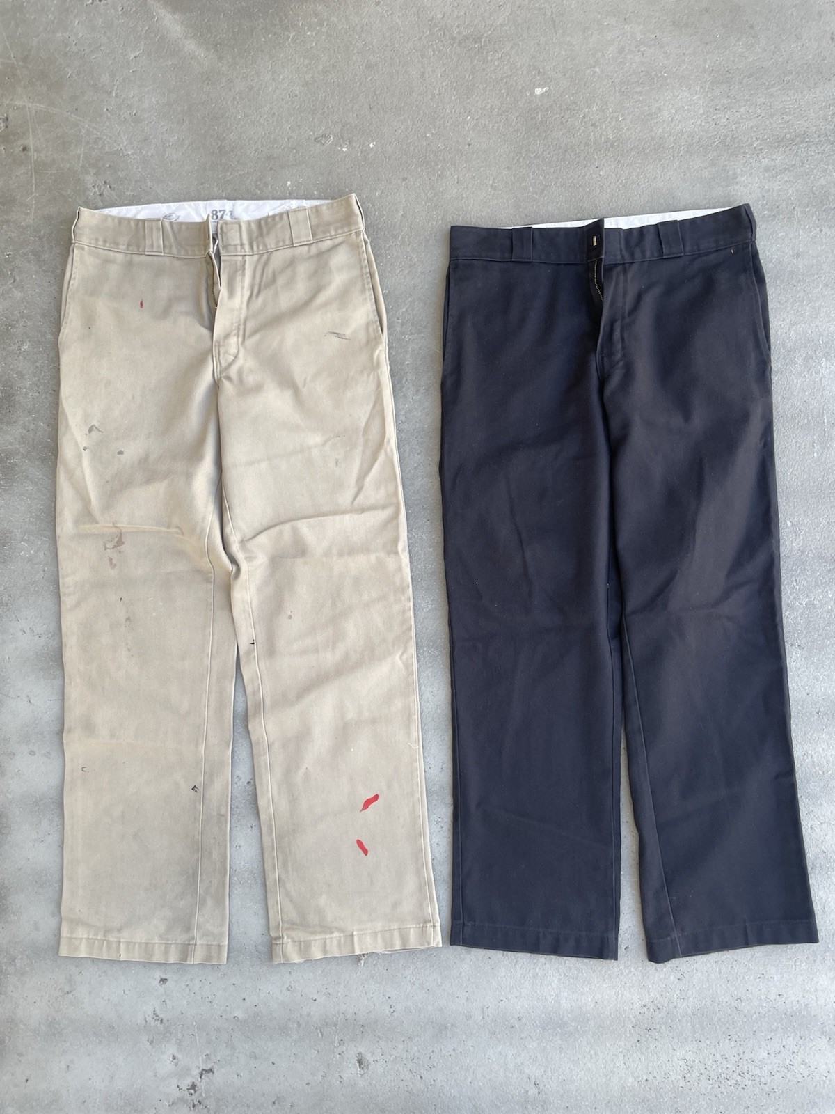 Dickies 874 Original Fit Flex Work Pants Lot of 2 Beige/Black 32×30 32×32