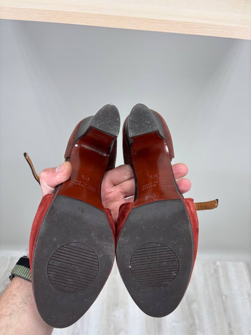 Womens heels Chie Mihara Size 37 1/2 Color Burgundy Duties Paid (USA)
