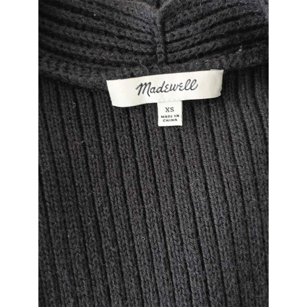 Madewell Charcoal Ribbed Knit Open Front Cotton Cardigan Sweater Womens Fits S/M