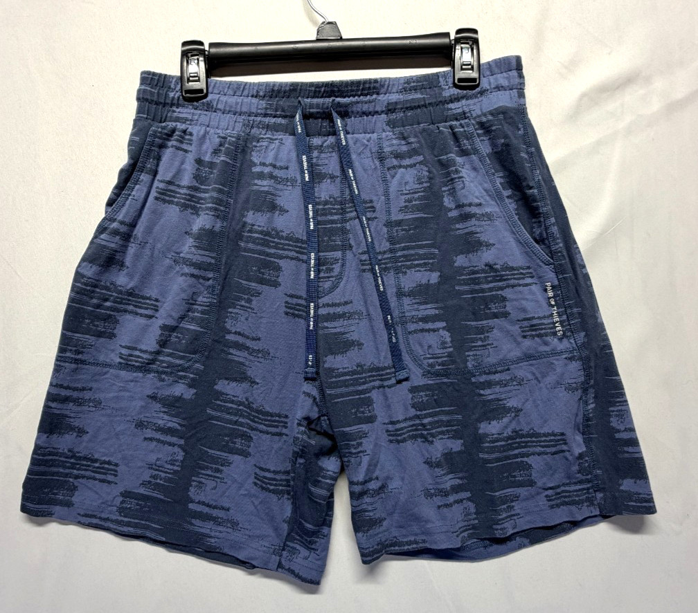 Pair of Thieves SuperSoft Lounge Short Mens Medium Blue Black Pattern Drawstring