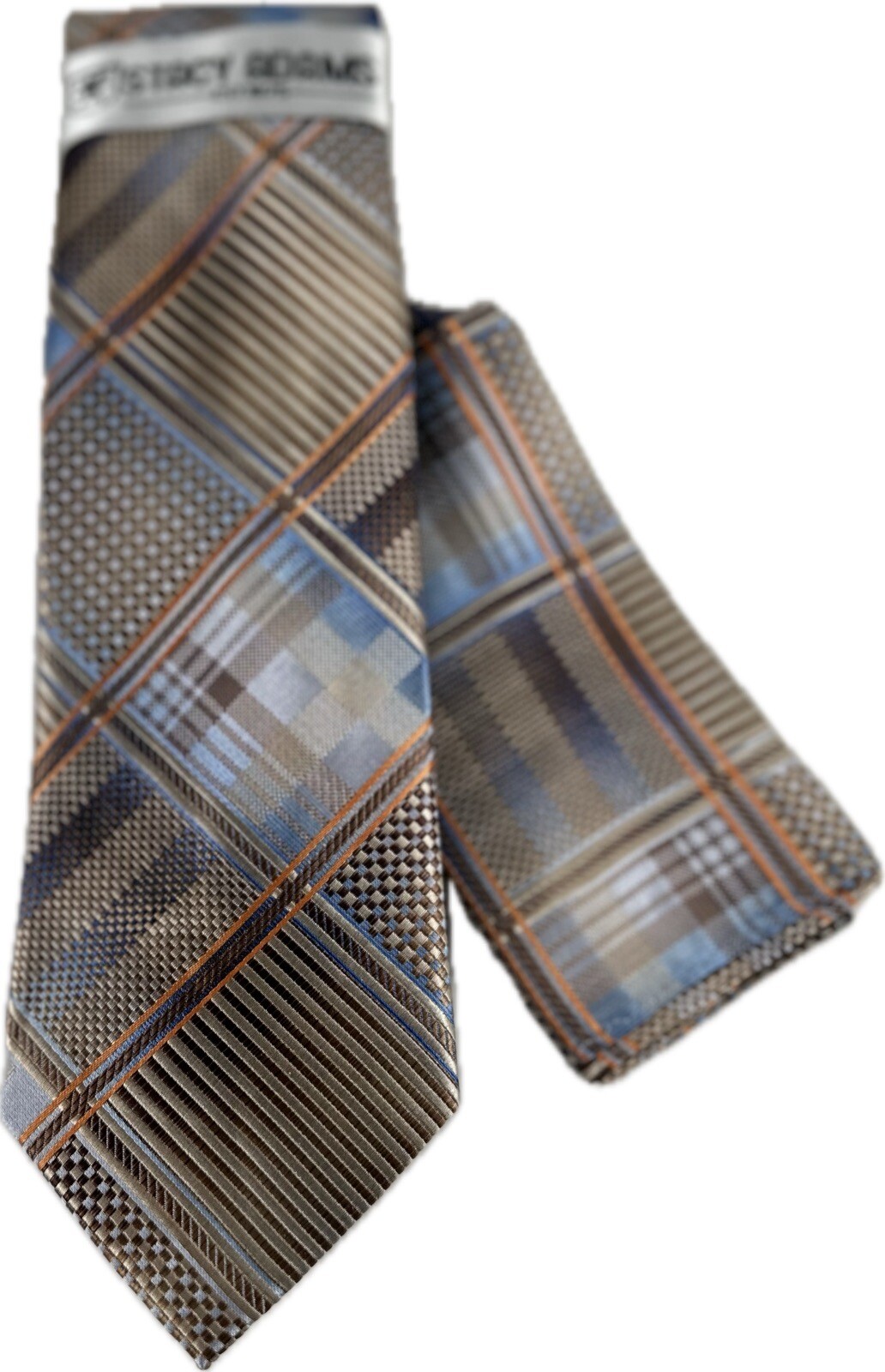 Stacy Adams Men’s Tie Hanky Beige Melon Powder Blue Hand Made 3.25 Inches Wide