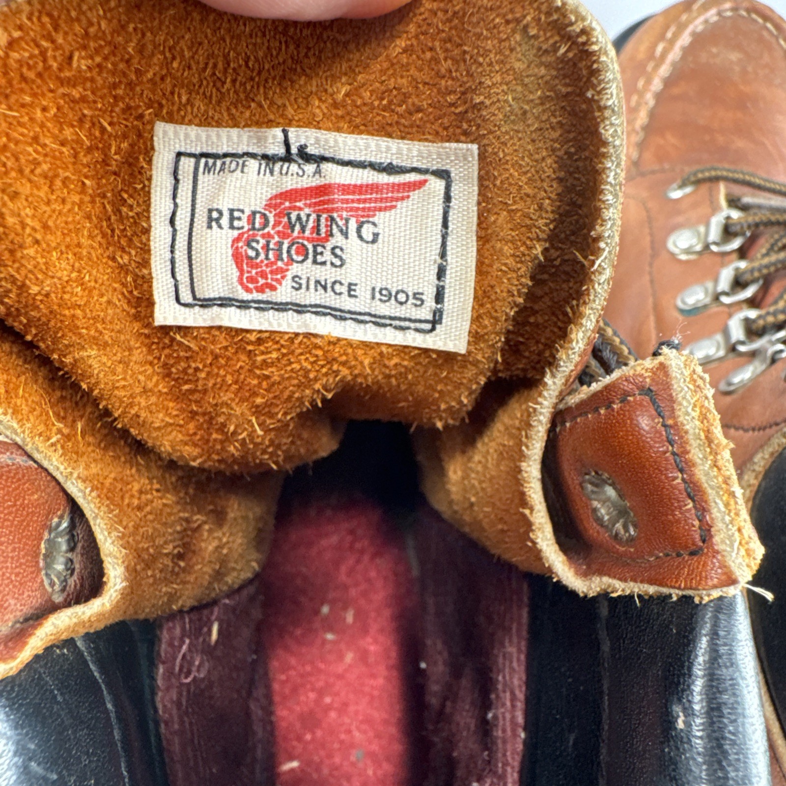 Vintage Red Wing Boots 404 Style Mens 7 D Brown Leather Moc Toe Workwear Combat