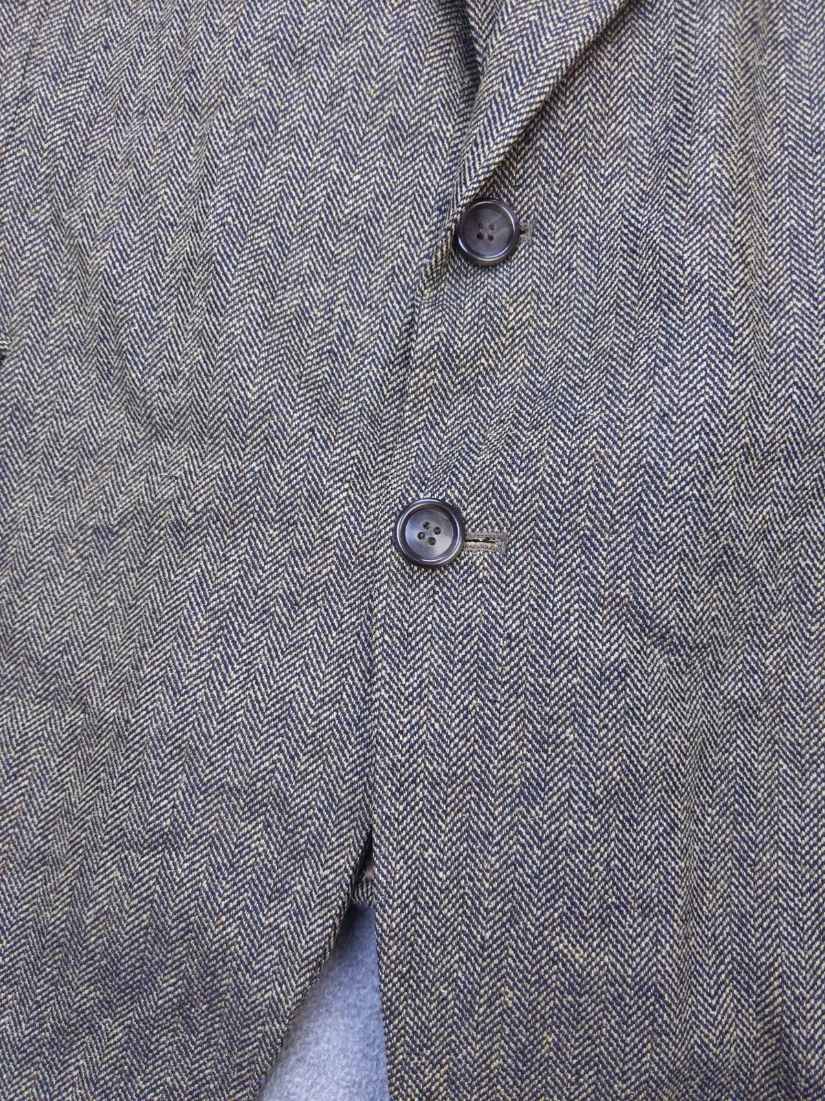 Tailors Row By Deansgate Blazer Mens 48 Brown Silk Wool Herringbone Sport Coat