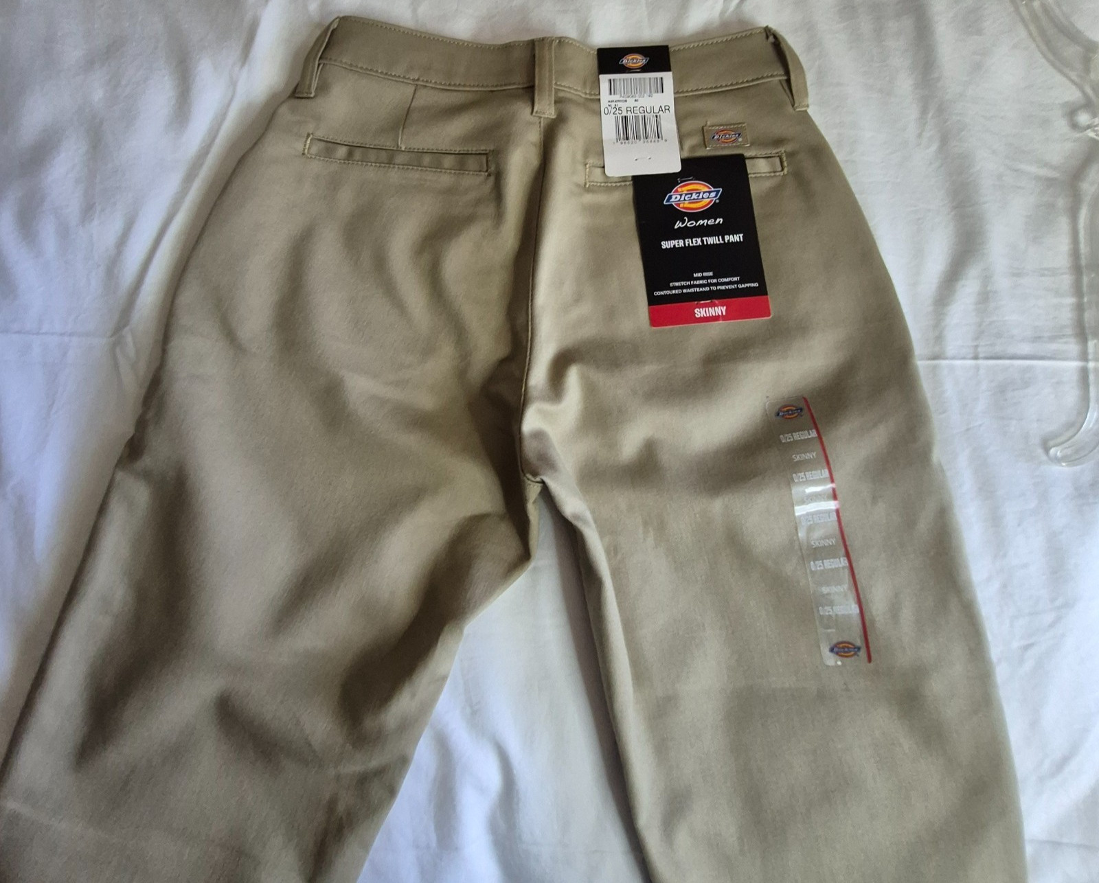 Dickies Women’s Straight Flex Twill Pant, Skinny Tan, Size 0/25 REGULAR, NEW