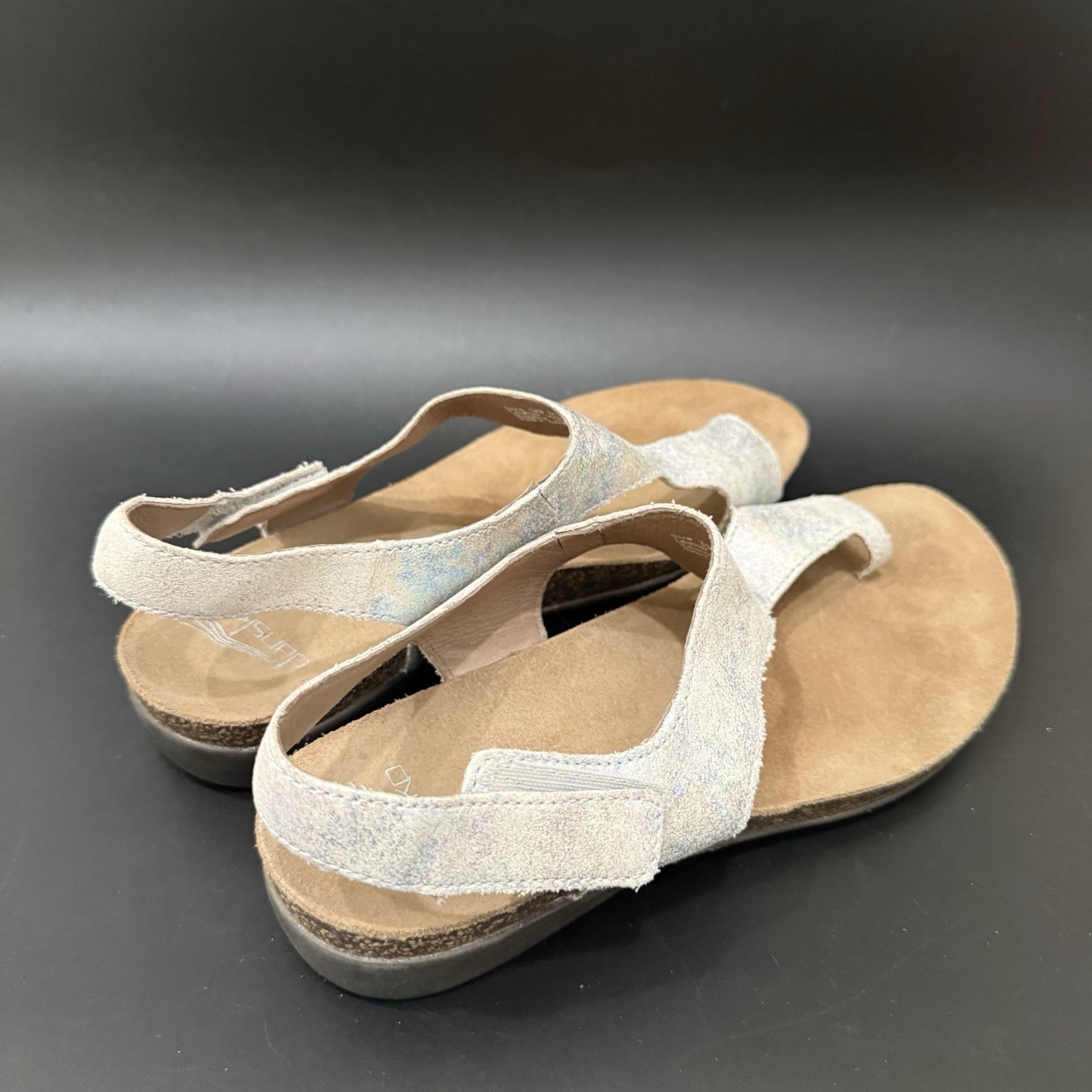 DANSKO Reece Pearl Petrol Iridescent Shimmer Leather Slingback Sandals Size 39