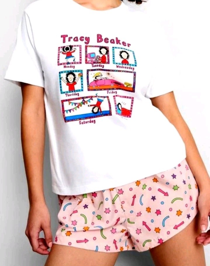 TRACY BEAKER Size Small UK 10/12 Top & Shorts Pyjama Set Primark Licence New