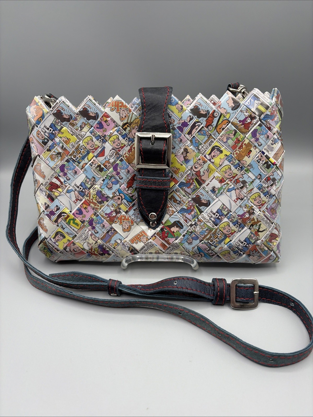 Nahui Ollin Medium Archie Jughead Candy Wrapper Purse Leather Strap Bag OOAK