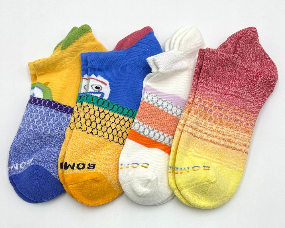 4 pairs Bombas Women’s athletic Honeycomb Ankle Socks Cushion Size M 4 Color Mix