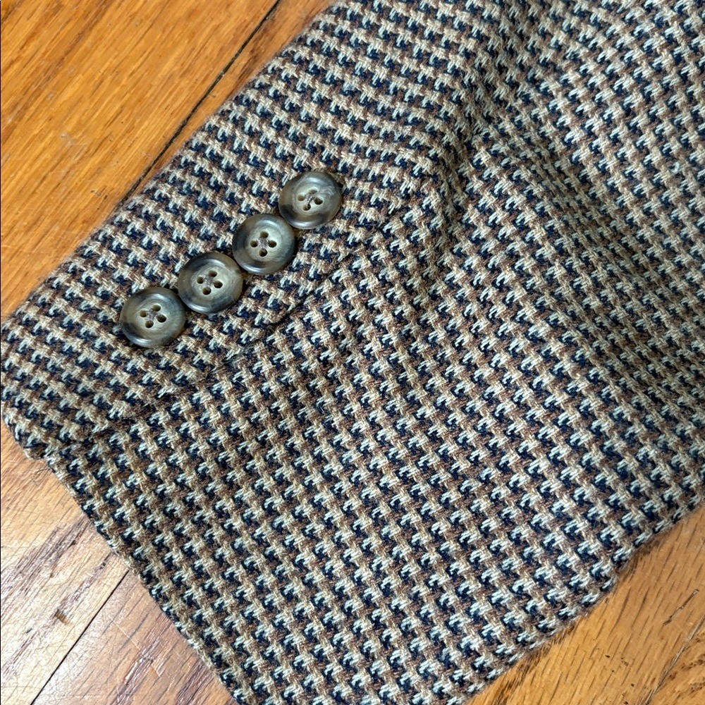 Tommy Hilfiger Houndstooth Blazer Brown 3-Button Sport Coat Mens 41L Made in USA