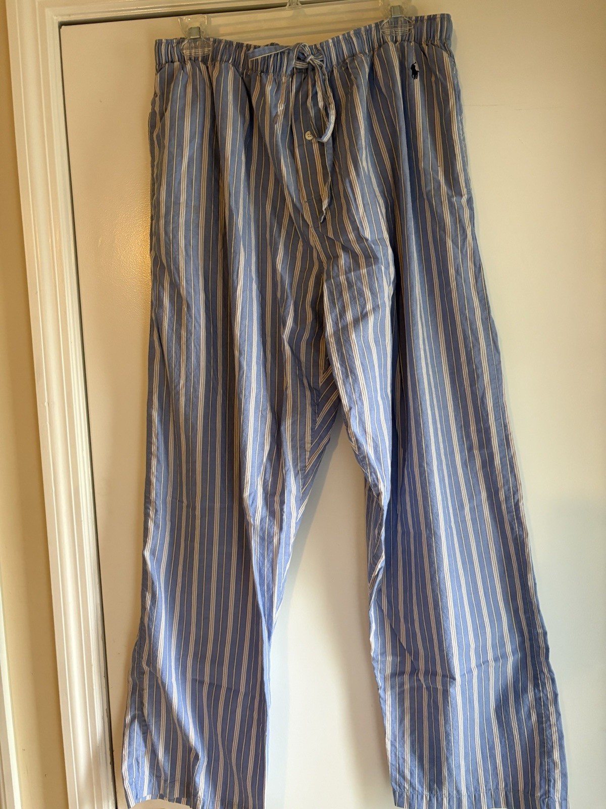 Polo Ralph Lauren Sleepwear Pajama Lounge Pants Sz L Blue Stripe 100% Cotton