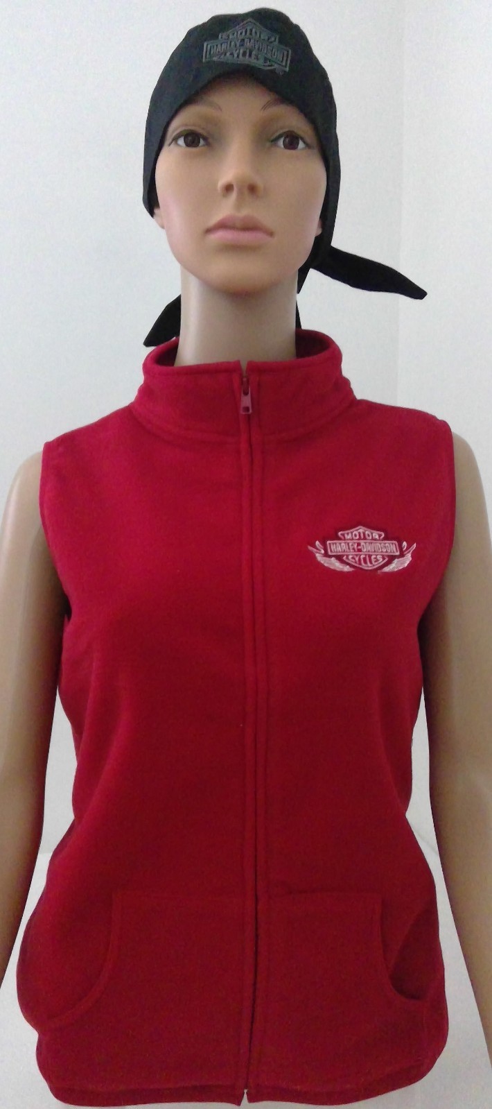 Harley Davidson Fleece Vest Mock Collar Embroidered Wings Zip Chest43in Womens L