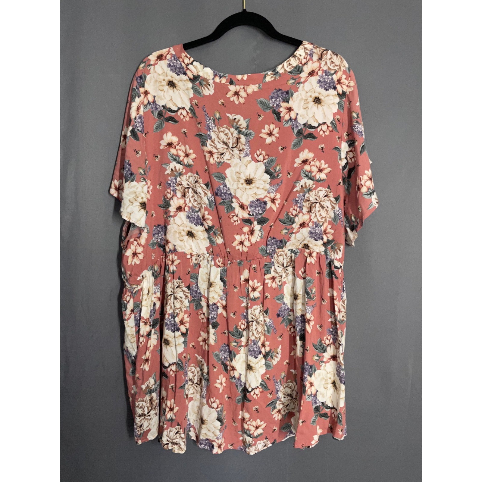 Cottagecore Floral Babydoll Top Dusty Rose V-Neck Flutter Sleeve Torrid 4 4X