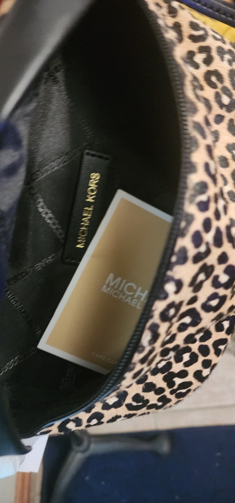 NWT MICHAEL KORS Slater Extra-Small Leopard Print Calf Hair Sling Pack