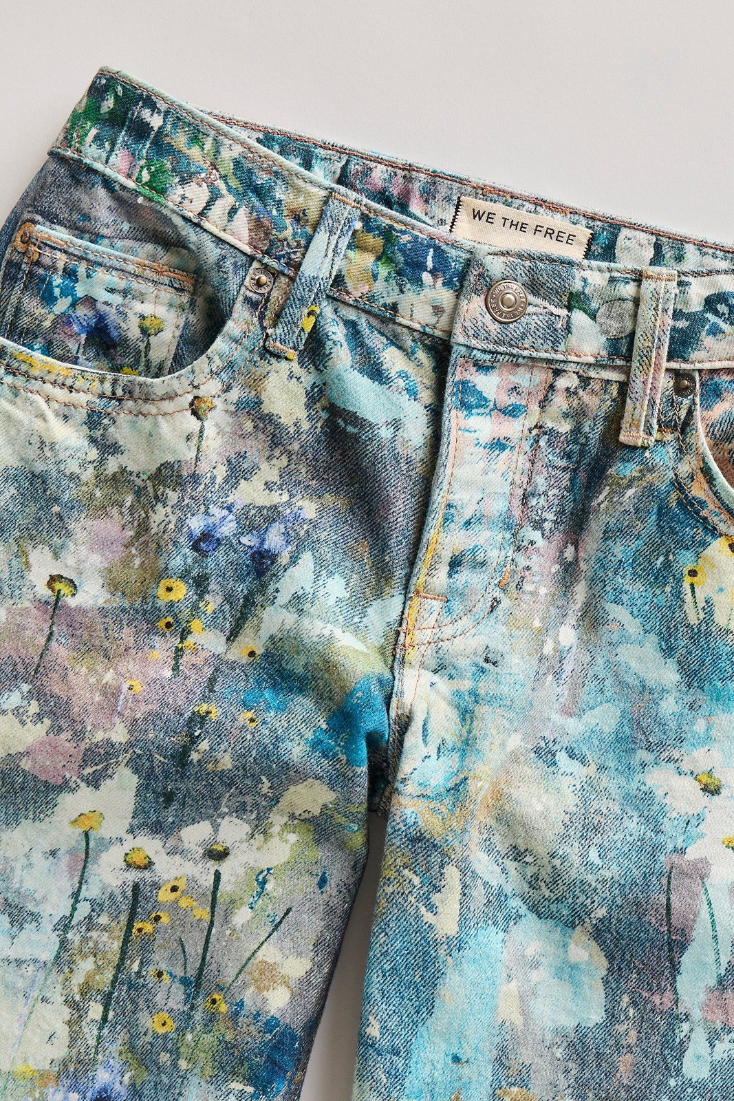 We The Free Tennessee Low-Rise Illusions Jeans Floral Canvas NWT 24 MSRP $198