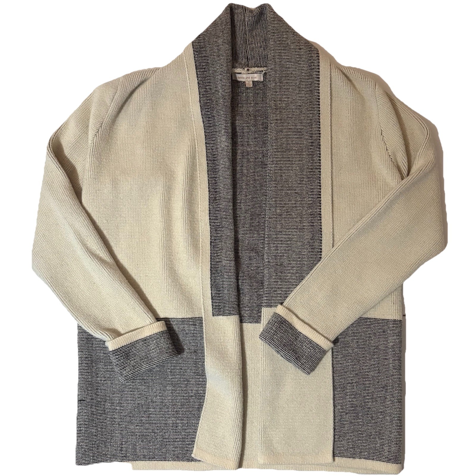 Women’s Cardigan Sweater Muted Neutral Boho Earthy Skies Are Blue- SOFT Size S