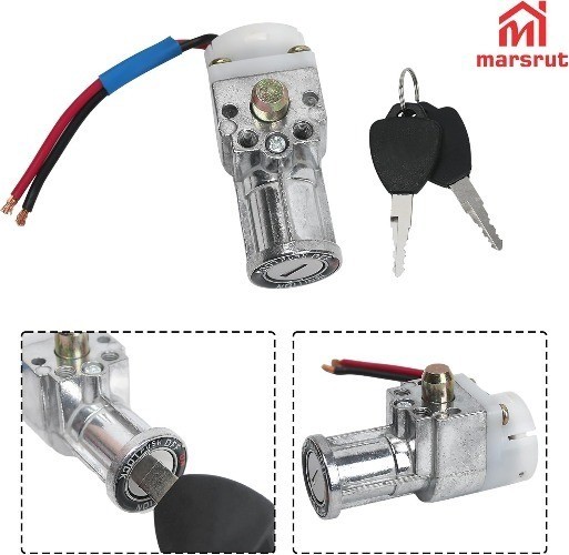 Battery Lock Replacement Part with 2 Keys, Charger Ignition On/Off Switch Cylind