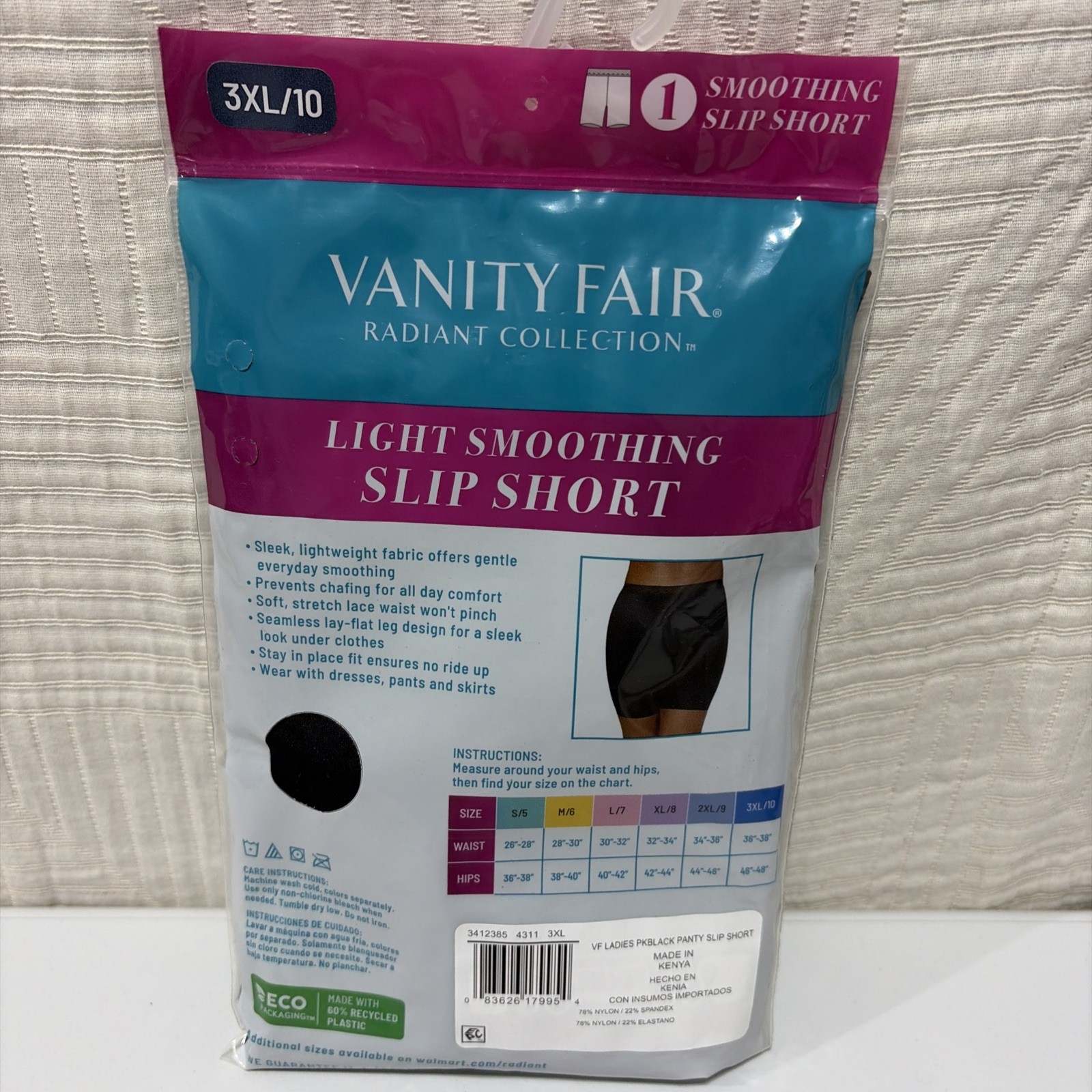 Vanity Fair radiant collection light smoothing slip short 3XL/10 black