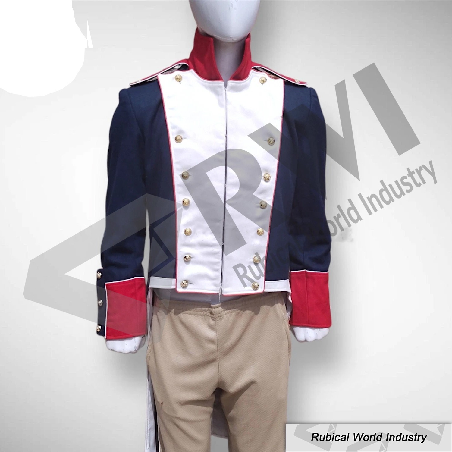New Men’s Blue Reproduction French Napoleonic Uniform Blue Wool Coat