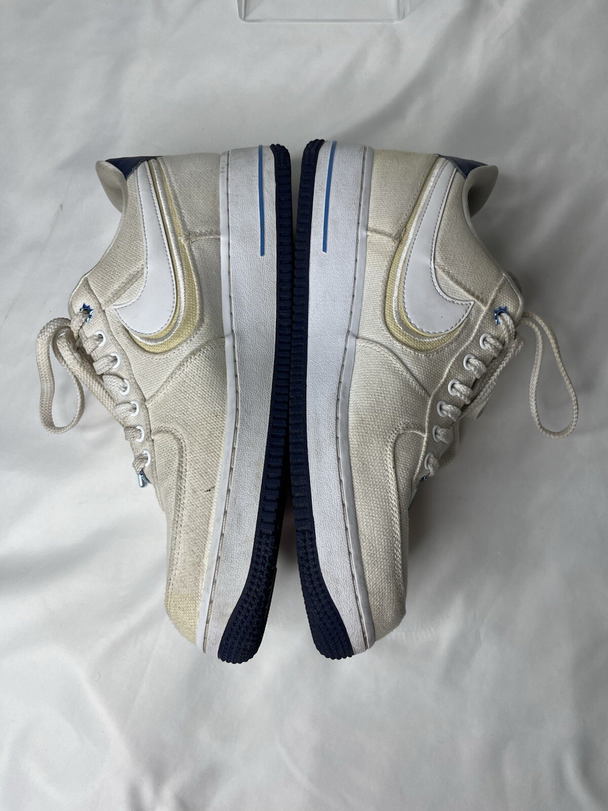 Nike Mens Air Force 1 PRM White Fossil Blue Void DB3541-100 Size 10.5 GUC