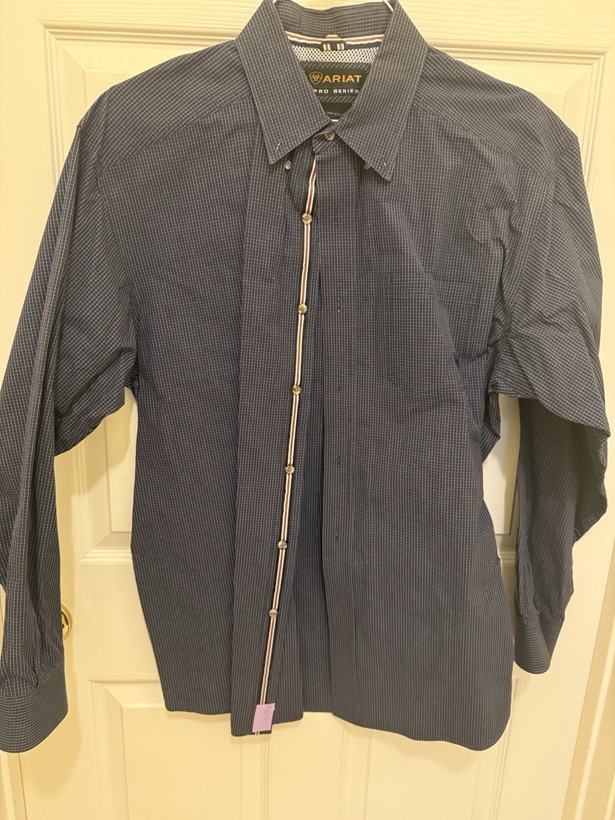 Ariat Pro Series Men’s XL/TG Blue Check Long Sleeve Cotton Button-Up Shirt