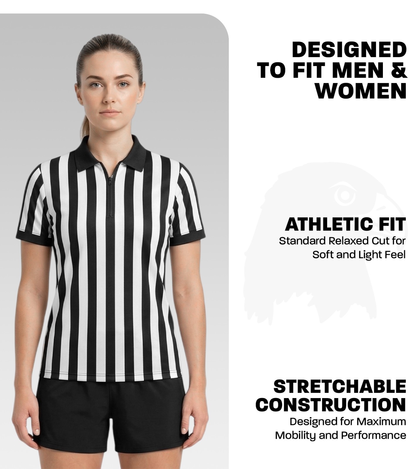 Exxact Sports Referee Shirt Men, Athletic Fit Basketball Referee Shirt for Sport