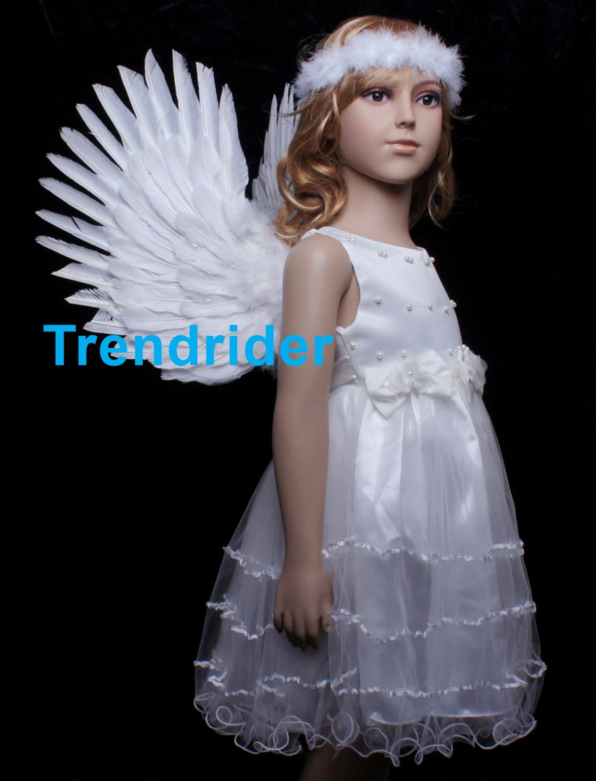 Children’s White Feather Angel Wings Halo Pointing Up or Down 4-piece Value Pack