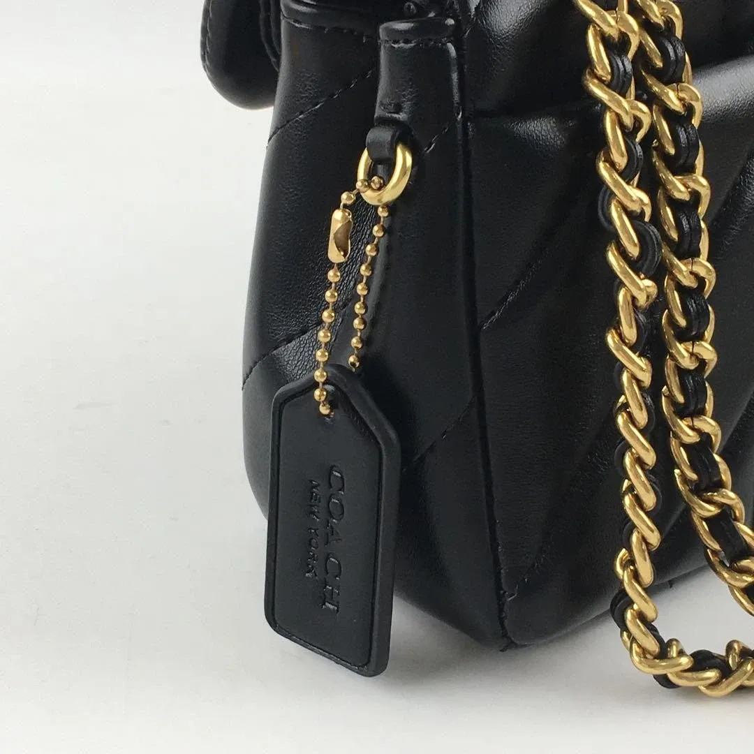COACH CP150 Tabby 26 Quilted Shoulder Bag Leather Black Silver NEW Outlet