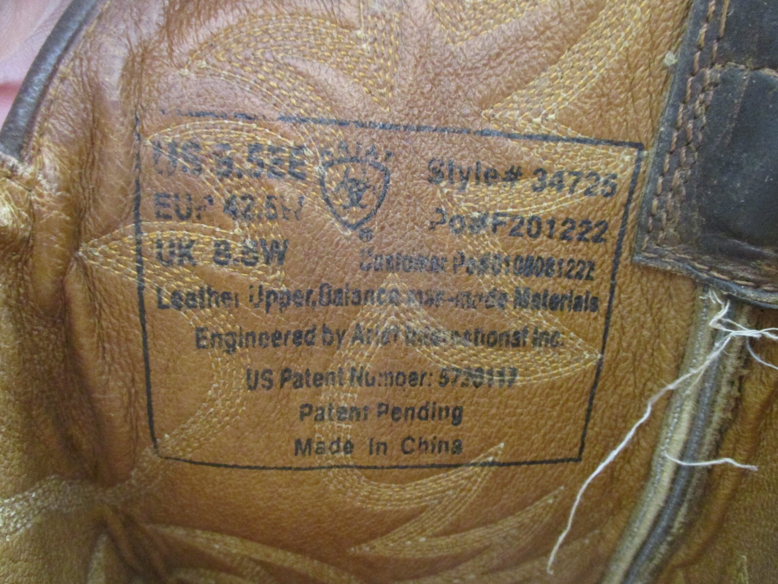 Ariat Heritage Brown Leather Cowboy Western Boots Mens Size 9.5 EE Style 34725