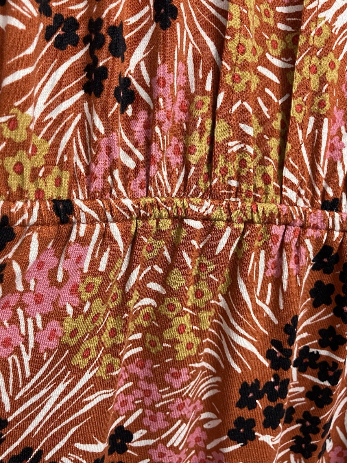 Daniel Rainn Floral Dress RXP Rust Orange Pink Boho Crochet Trim Rayon Lined