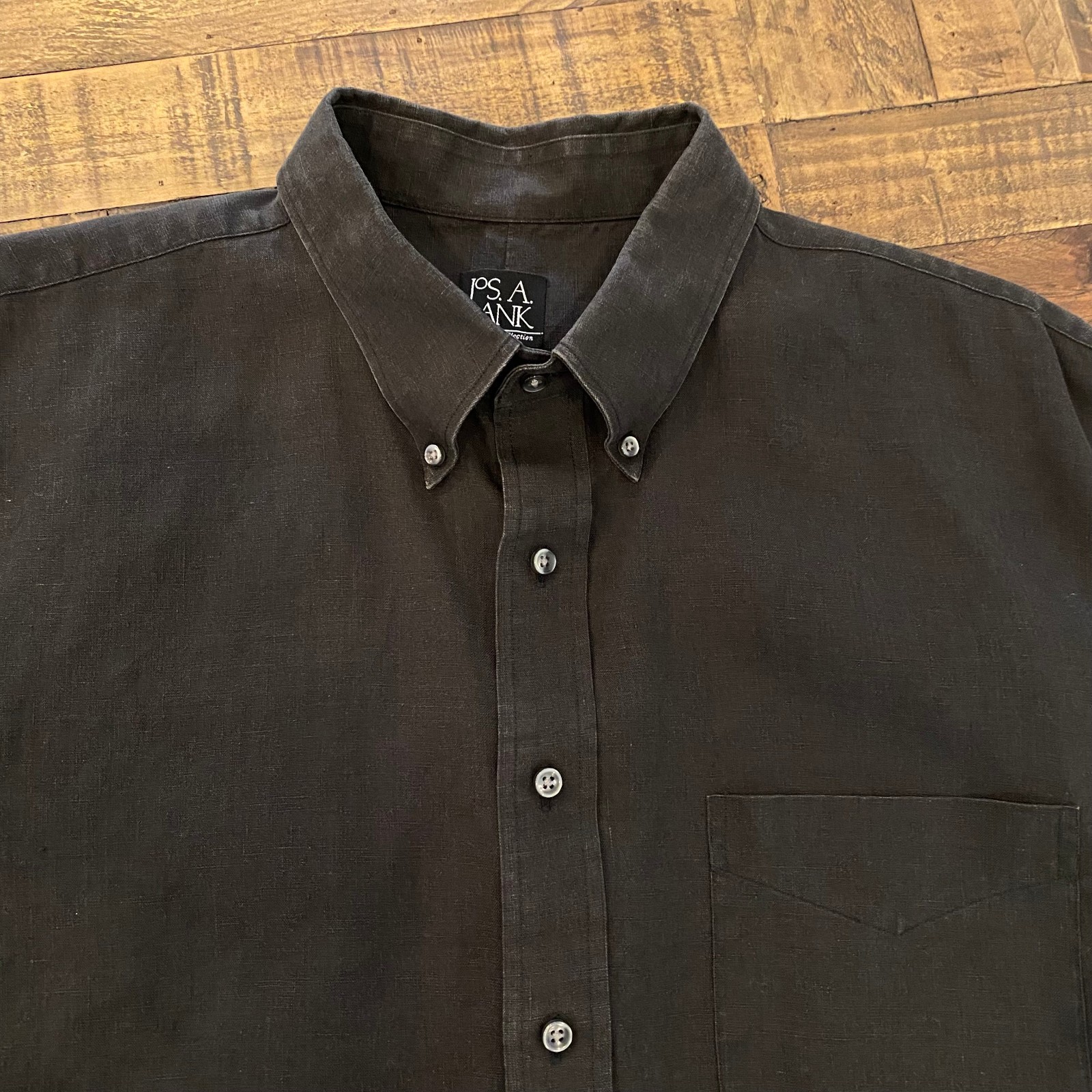 Jos A Bank Lined Shirt – Black Linen – Size XXL