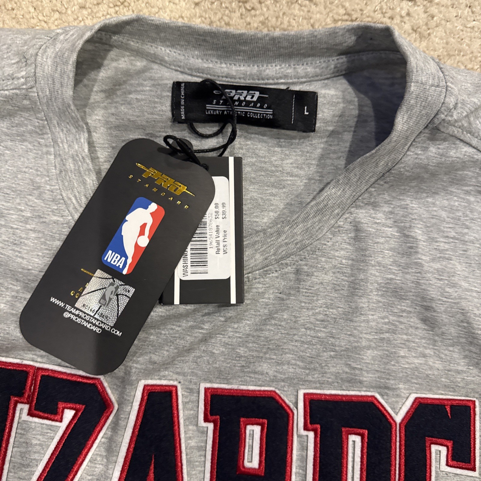 Pro Standard Washington Wizards Patch T-Shirt SZ Large Luxury Athletic