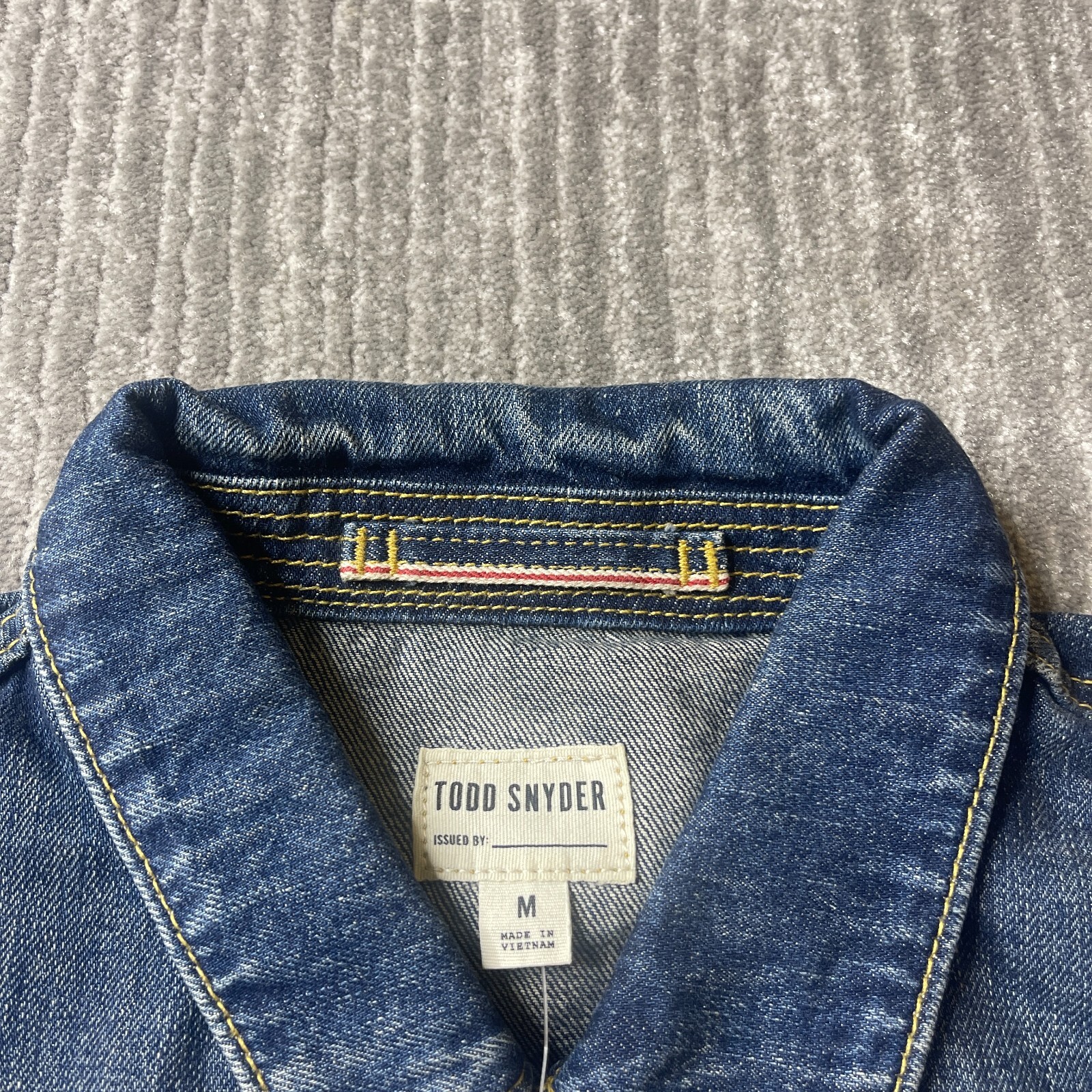 Todd Snyder Jacket Mens Medium Selvedge Denim Trucker Dark Wash Blue Button NEW