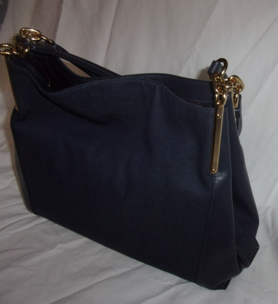 Coach Lori C0670 Shoulder Bag in Deep Navy Soft Leather &Canvas