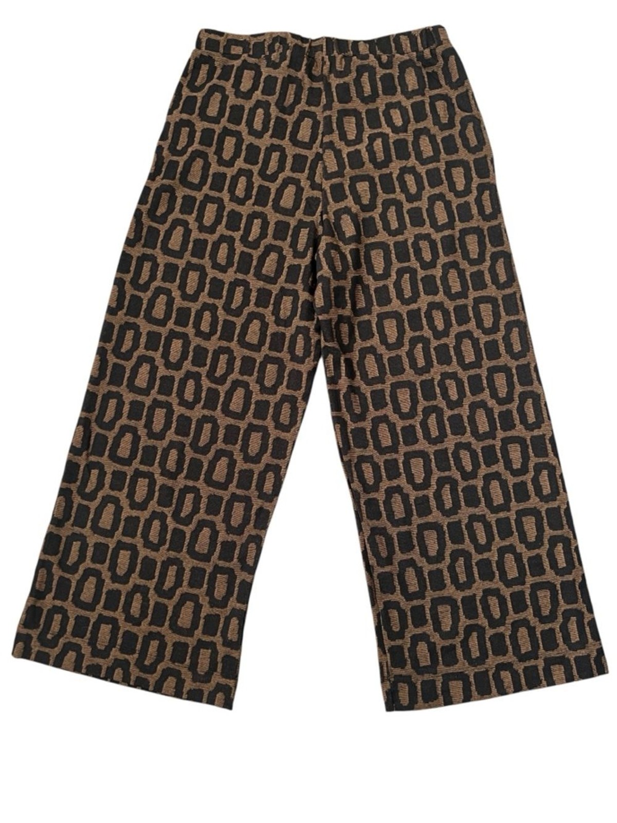 NWT Alembika Dynamite Days Cropped Wide Leg Pants Black Brown Size 1 | US 6-8