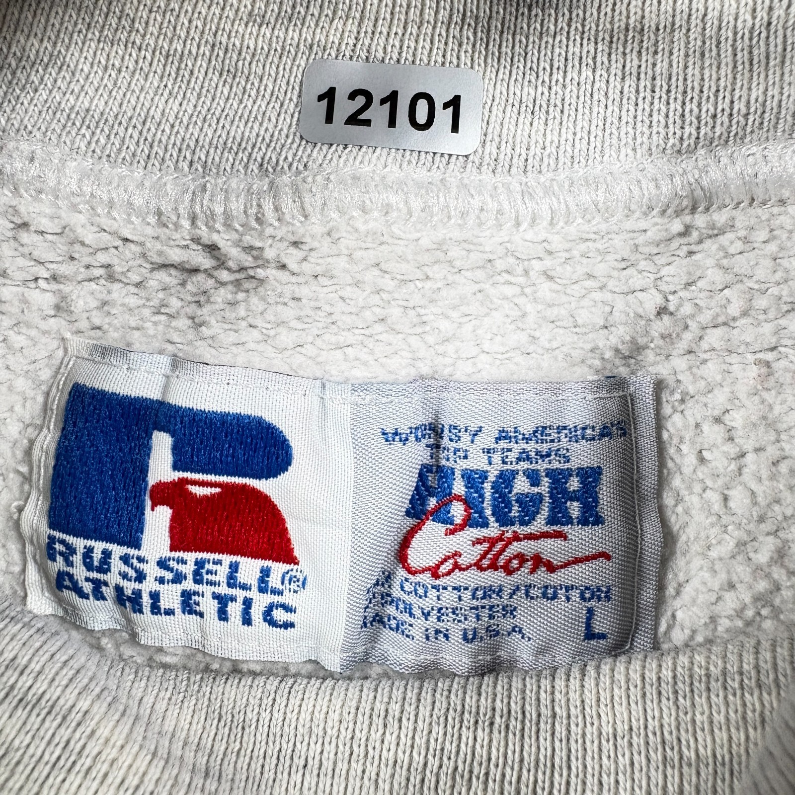 Russell Athletic Sweatshirt Mens Large White Cotton Turtleneck Fleece Lined
