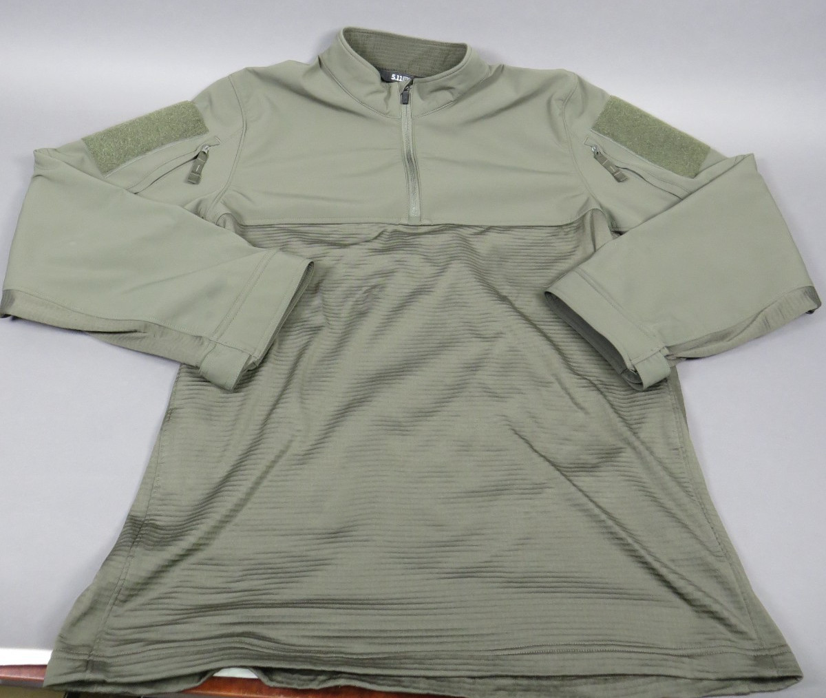 5.11 Tactical Pullover Mens XL Green 1/4 Zip Waffle Grid Fleece Jacket Shirt