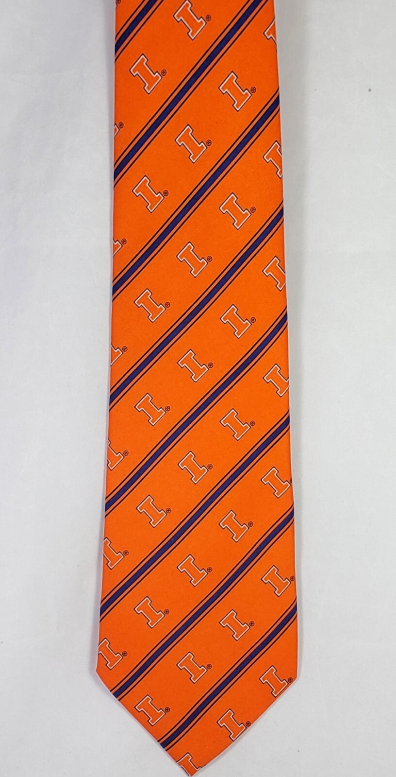 Illinois Illini Men’s Necktie College Logo Orange Striped Neck Tie