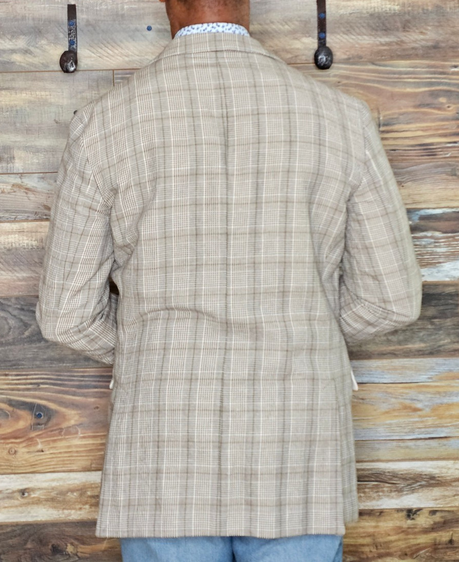 Zara Cotton Linen Dual Vent Unconstructed Brown Plaid Sport Jacket Blazer 40R