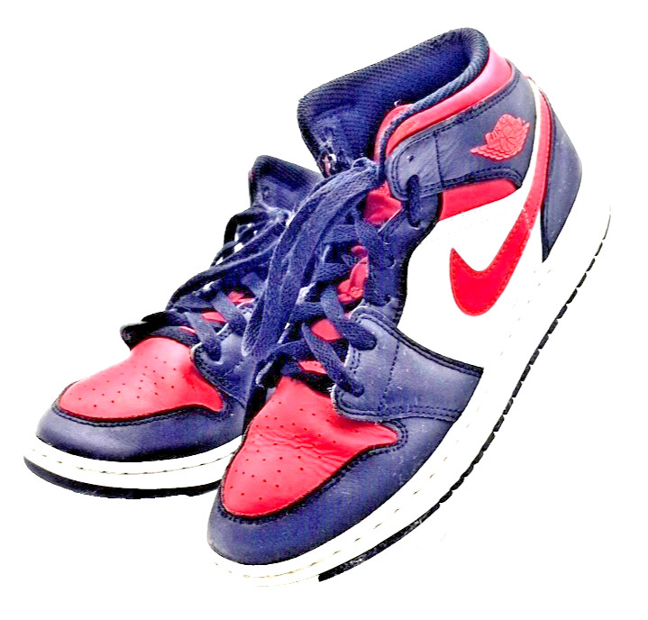 Nike Air Jordan 1 Mid SE USA Olympic Red White Blue Youth 5.Y GS 554725 079 EUC