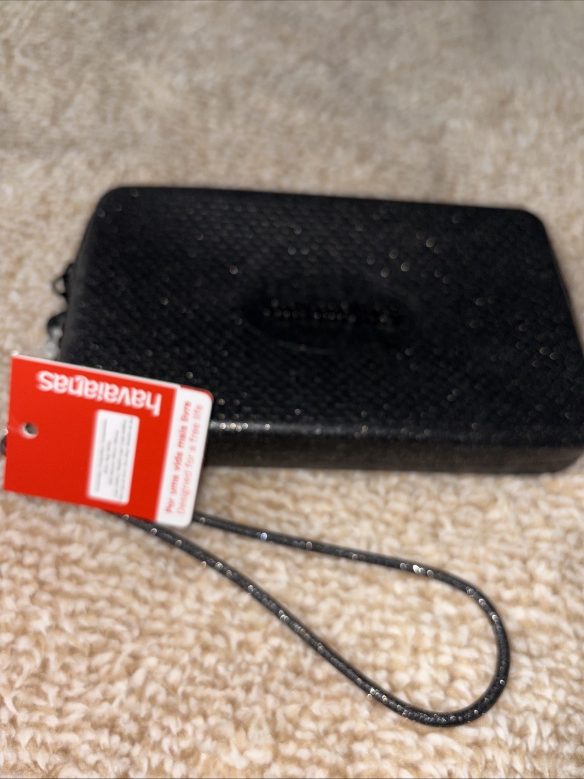 Havaianas Mini Bag Waterproof Zipper Silicone Rubber Clutch Wristlet Black