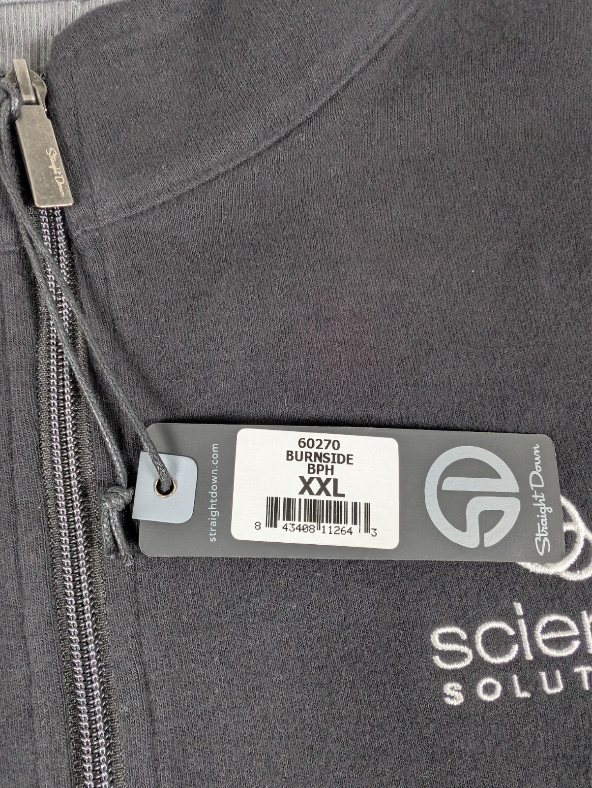 Straight Down Burnside Half Zip Sweater Mens 2XL Black Golf w/Logo NWT